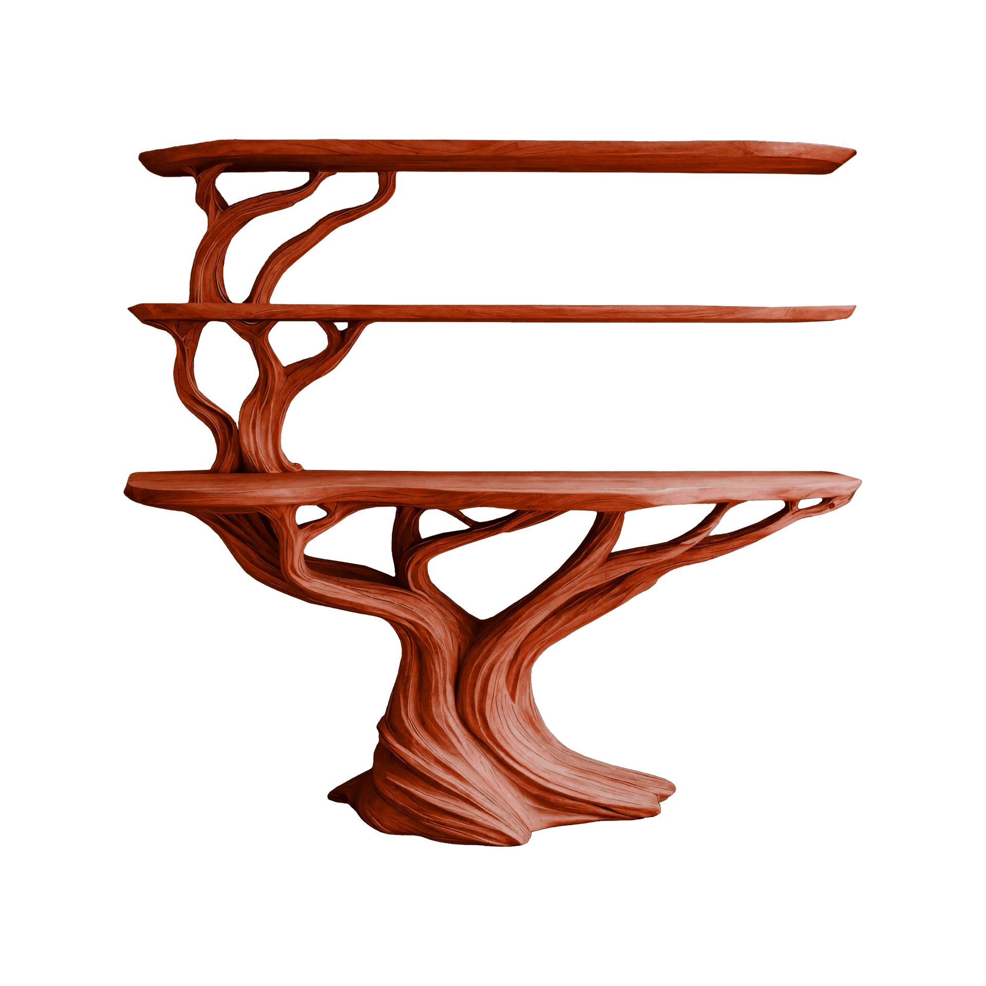 Orinthal Sculpted Solid Wood Console Table with Shelves