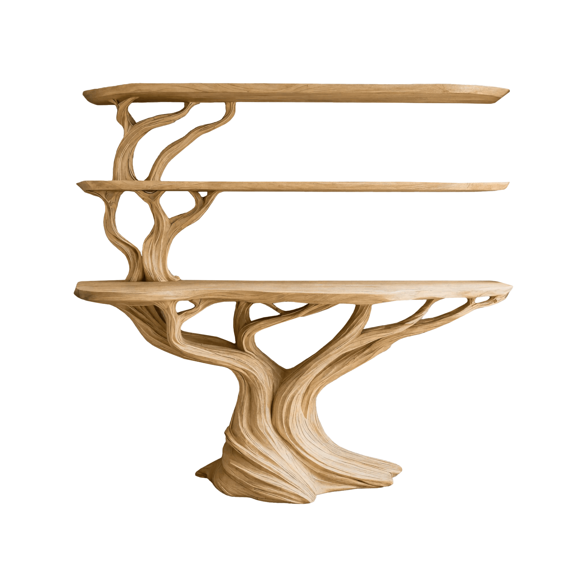 Orinthal Sculpted Solid Wood Console Table with Shelves