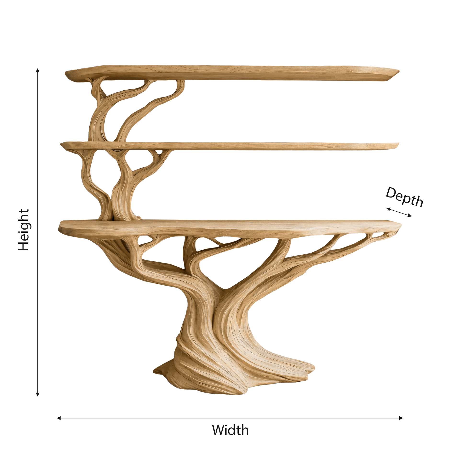 Orinthal Sculpted Solid Wood Console Table with Shelves