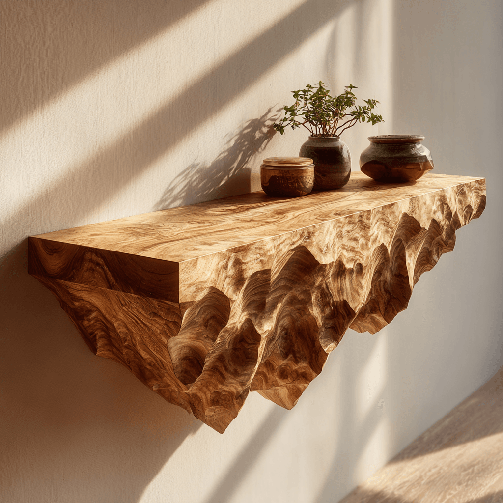 Orion Ridge Solid Wood Mountain Floating Shelf