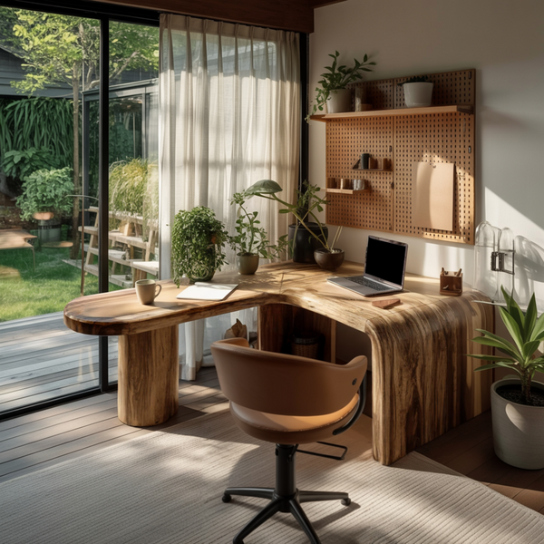 Orlen Curved Solid Wood L-Shaped Desk