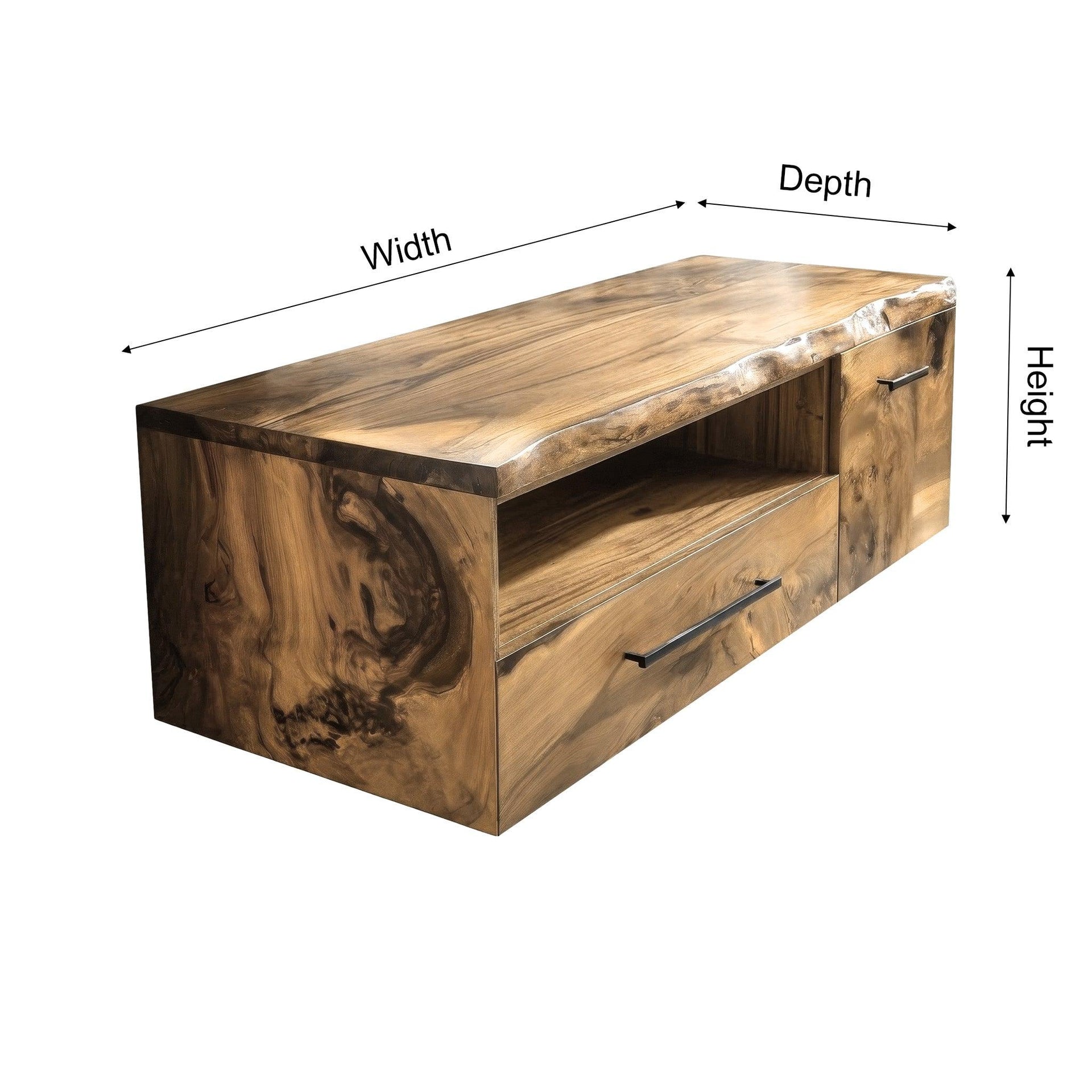 Orsen Live Edge Solid Wood Floating Bathroom Vanity With Drawers
