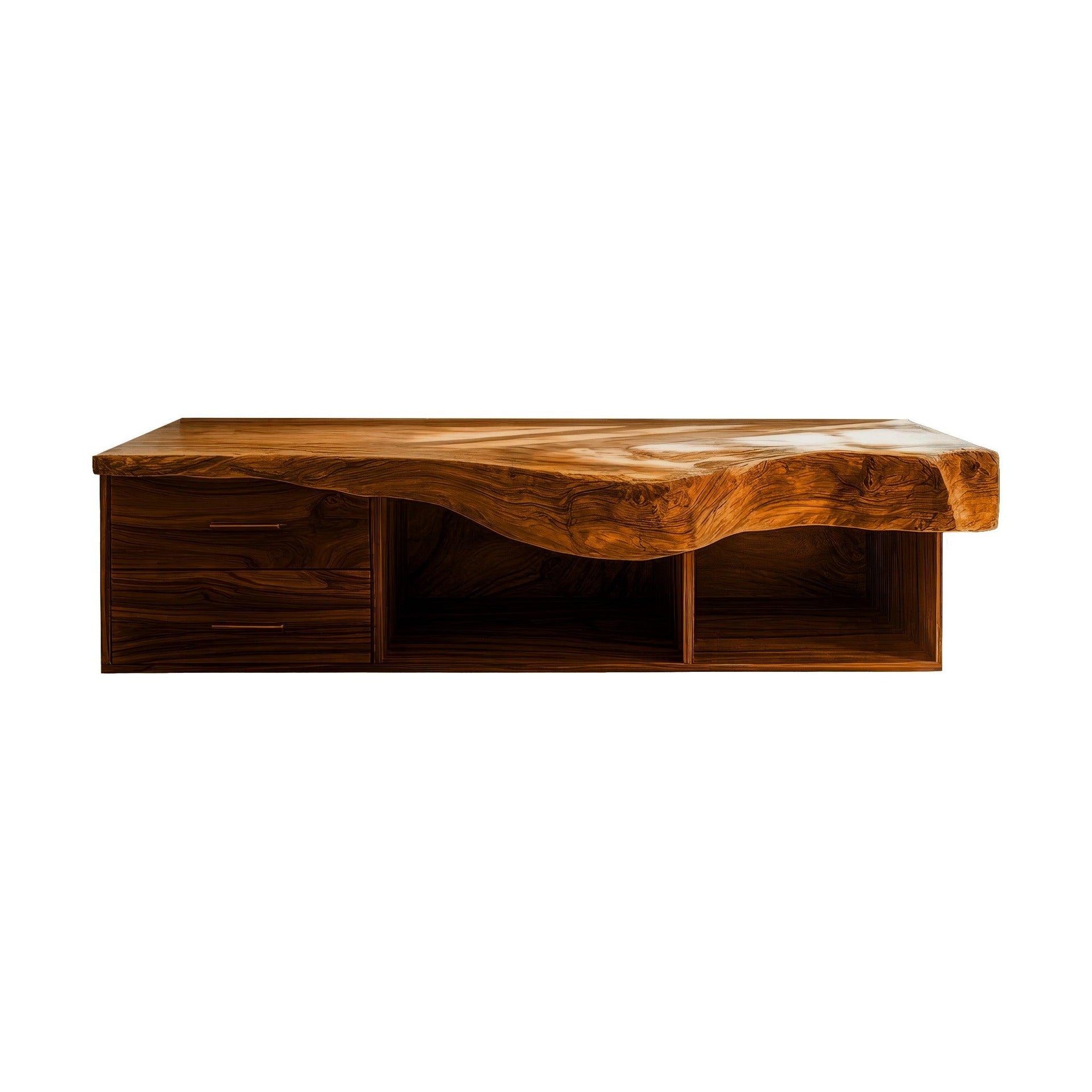 Orvessa Live Edge Solid Wood Floating Bathroom Vanity With Drawers