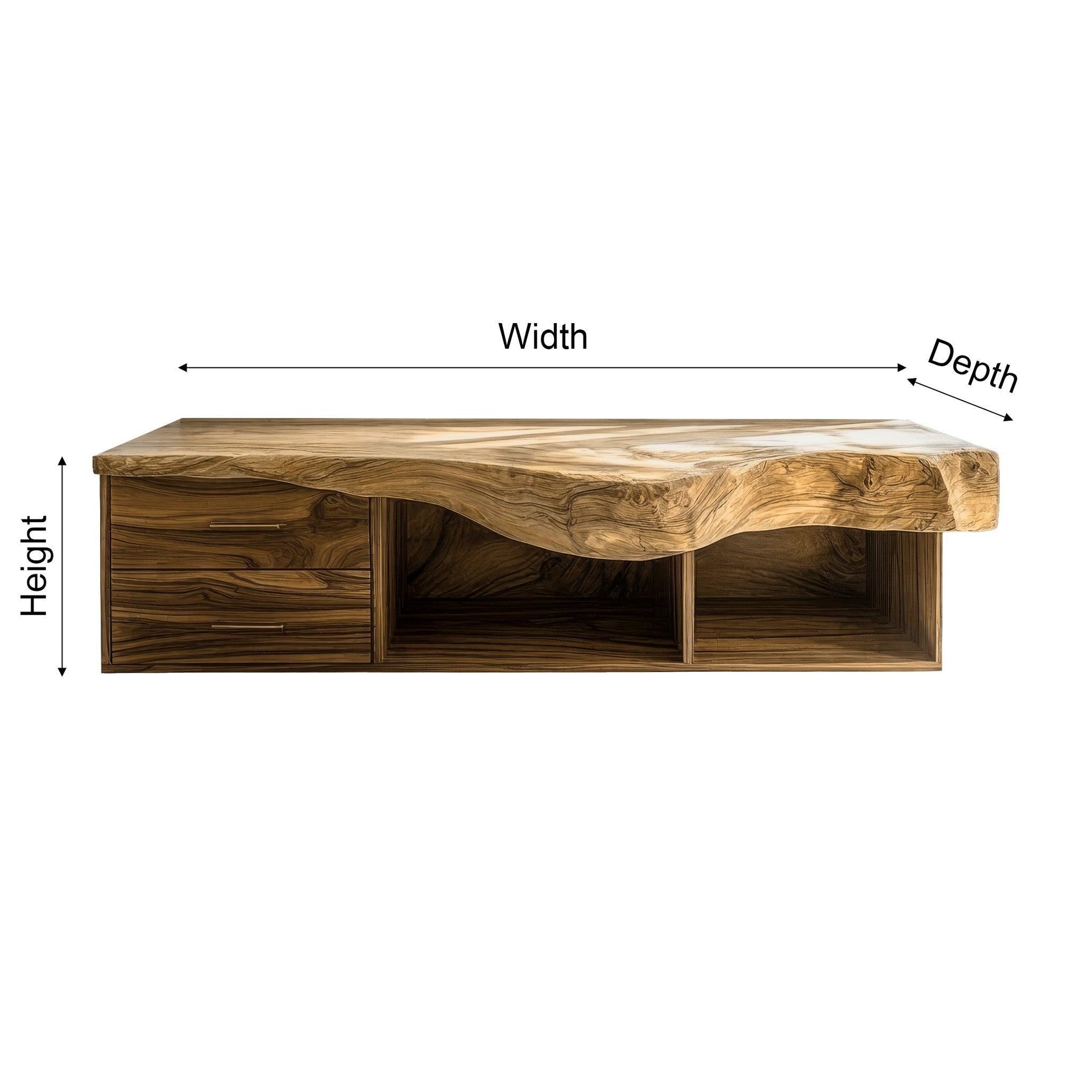 Orvessa Live Edge Solid Wood Floating Bathroom Vanity With Drawers