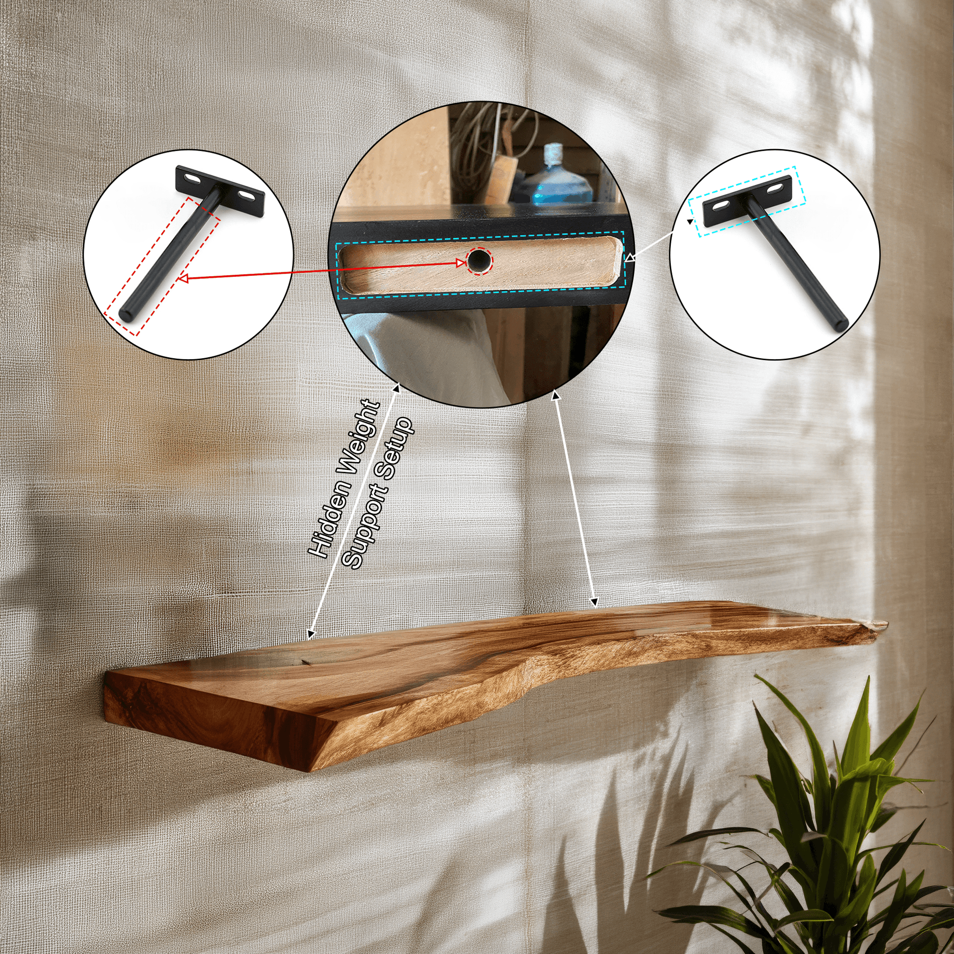 Orvian Live Edge Solid Wood Floating Shelf SPA175851