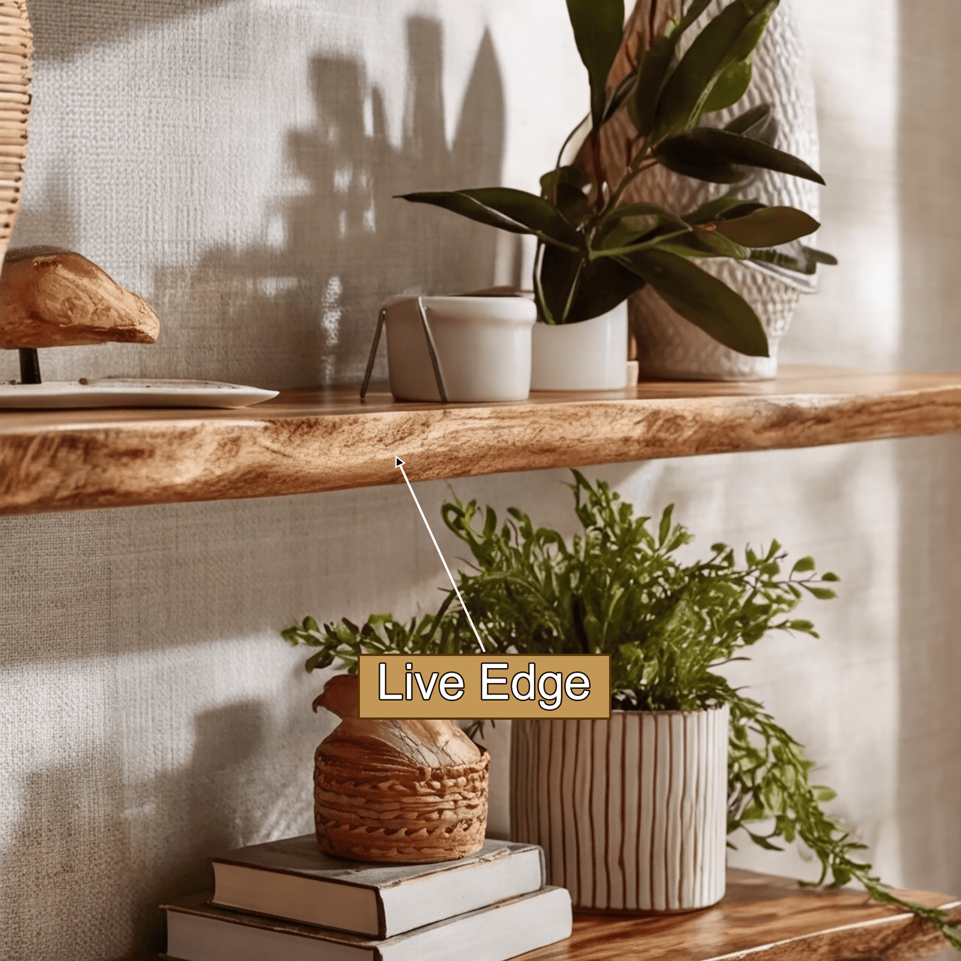 Orvian Live Edge Solid Wood Floating Shelf SPA175851