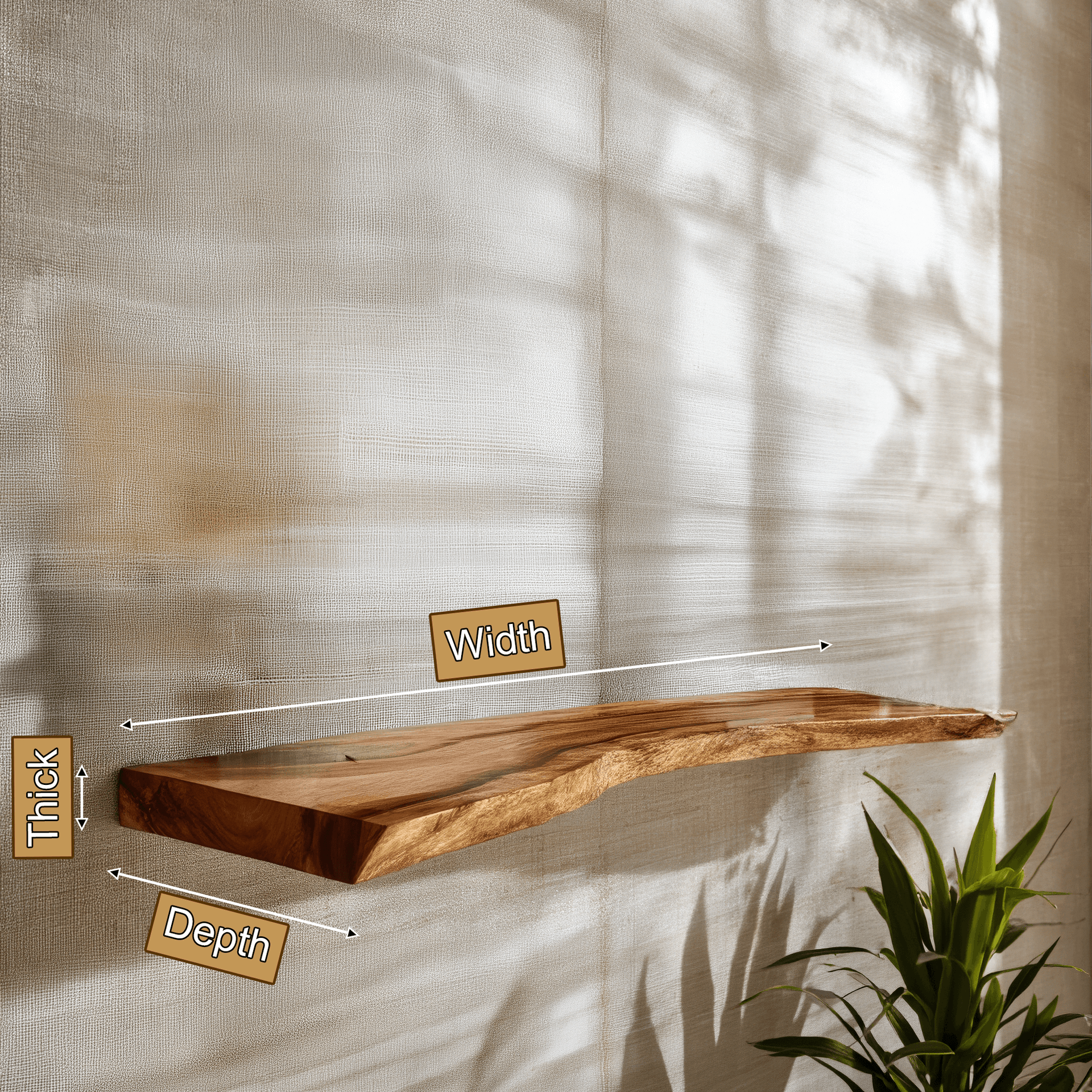 Orvian Live Edge Solid Wood Floating Shelf SPA175851