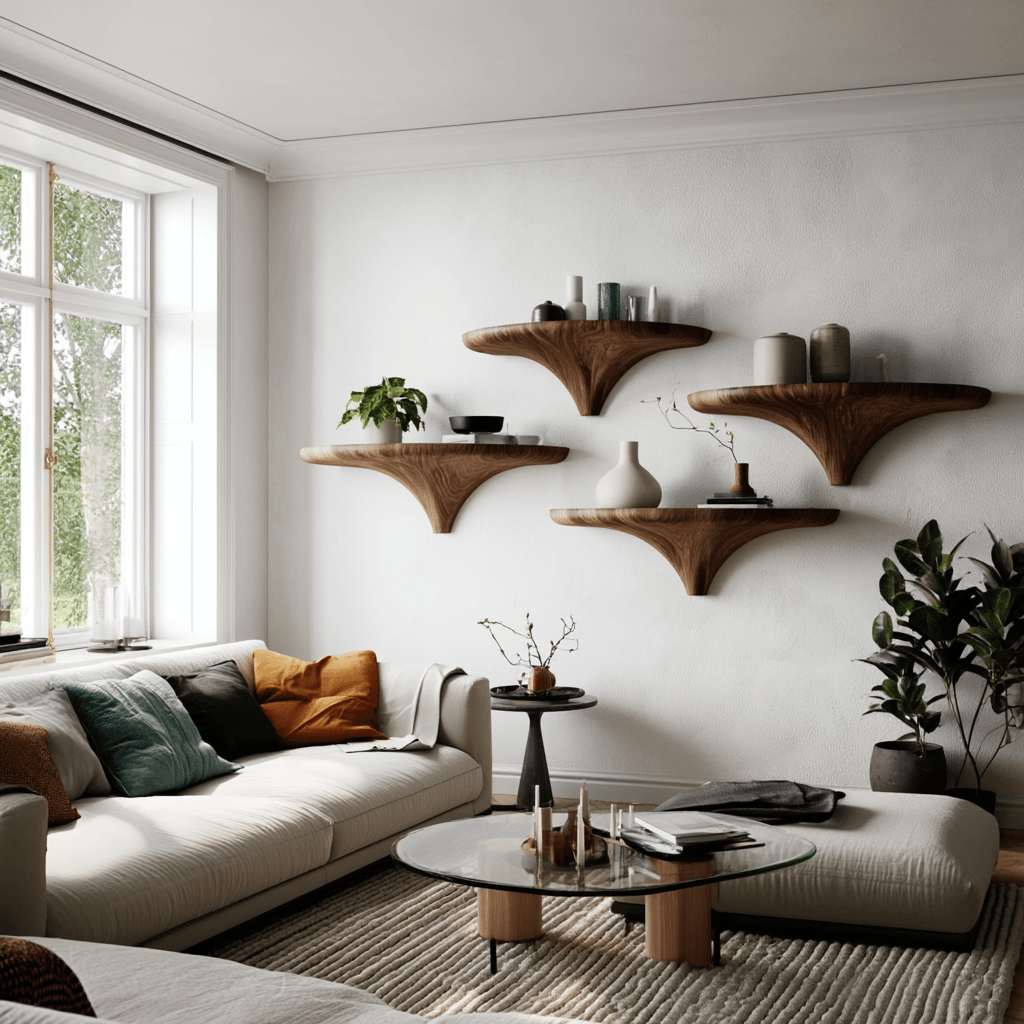Orvian Sculpted Solid Wood Mushroom Floating Shelf SPA121876