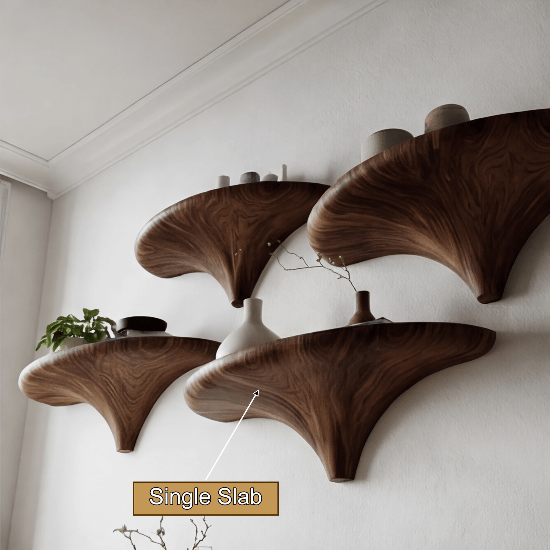 Orvian Sculpted Solid Wood Mushroom Floating Shelf SPA121876