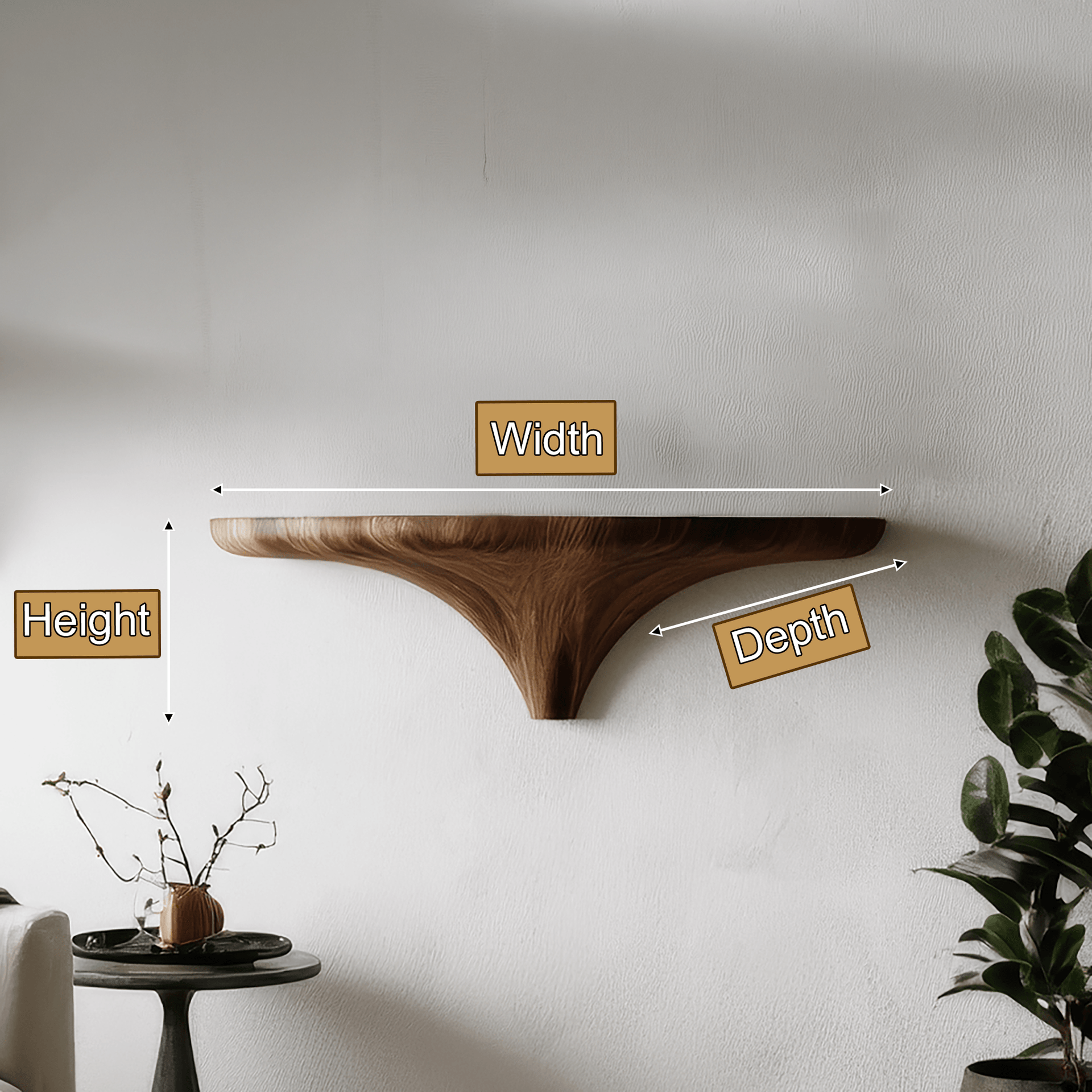 Orvian Sculpted Solid Wood Mushroom Floating Shelf SPA121876