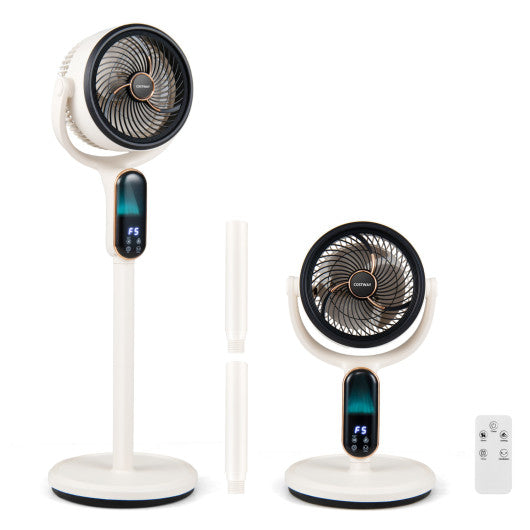 Oscillating Pedestal Fan with 8 Speeds Remote and 12H Timer-White