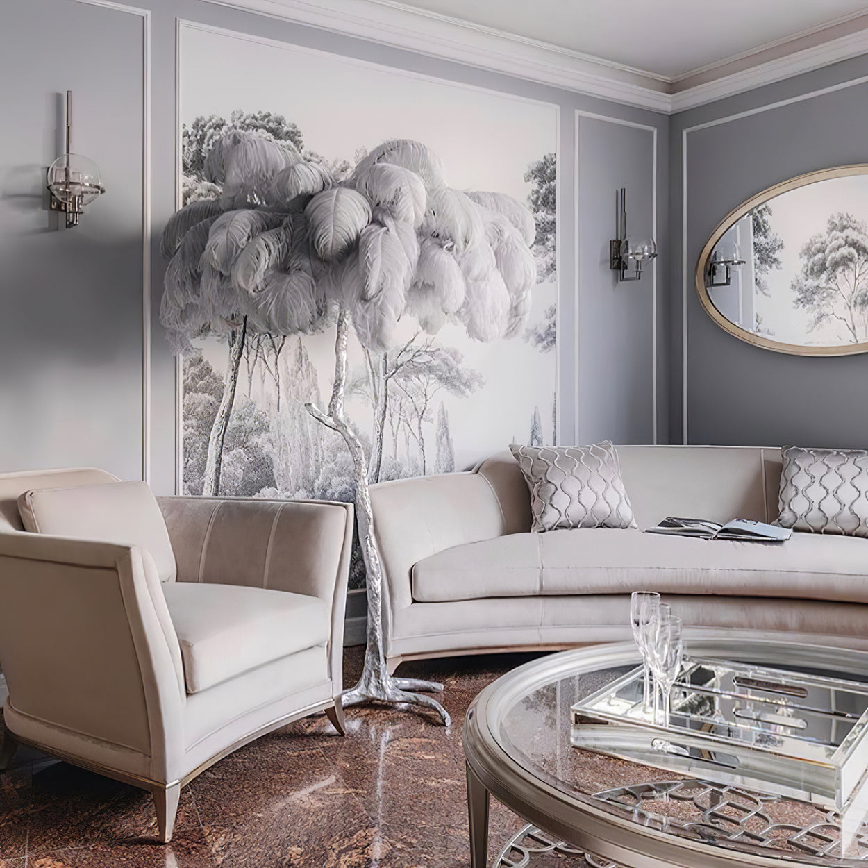 Ostrich Feather Floor Lamp