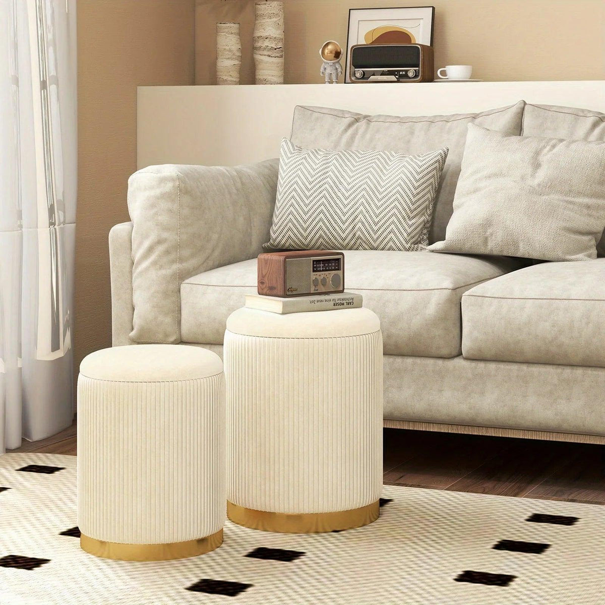 Ottoman - Hidden Leather Round