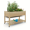 Outdoor Raised Garden Beds with Lockable Wheels Elevated Wooden Growing Bed for Flowers, Vegetables, Planter Box with Legs & Storage Shelf for Backyard, Patio, Balcony, Wooden Garden Bed, Round Raised Garden Bed, Narrow Garde