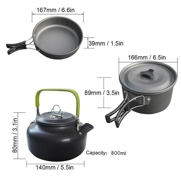 2-3 person Camping Cooking Ware Sets Pots Pans Picnic - Gifts for You 'n Me