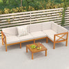 Outdoor 6 Pieces Acacia Wood Patio Sectional Furniture Set-Off White