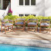 Outdoor Acacia Wood Patio Wicker Dining Chairs Set of 4 with Seat Cushion-Gray