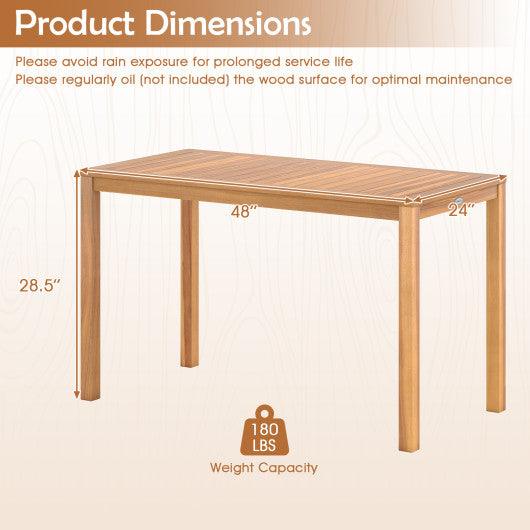 Outdoor Acacia Wood Dining Table with Slatted Tabletop for 4-6