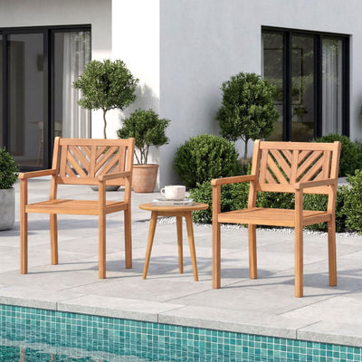 Outdoor Acacia Wood Patio Dining Chairs Garden Seating Chairs with 400 lbs Capacity-Set of 2