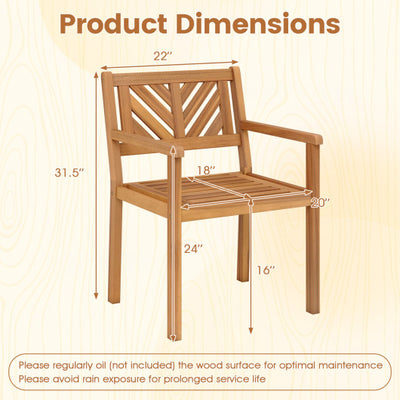 Outdoor Acacia Wood Patio Dining Chairs Garden Seating Chairs with 400 lbs Capacity-Set of 4