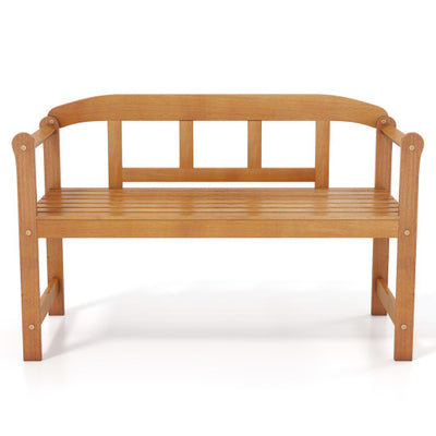 2-Seater Outdoor Acacia Wood Garden Bench with Backrest & Armrests