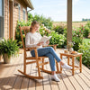 Outdoor Acacia Wood Rocking Chair with High Back and Armrests for Patio-Natural