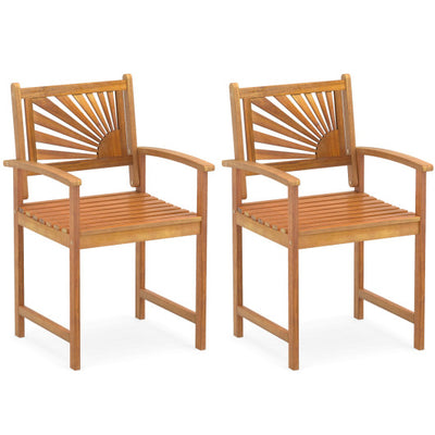Outdoor Acacia Wood Dining Chairs - Set of 2