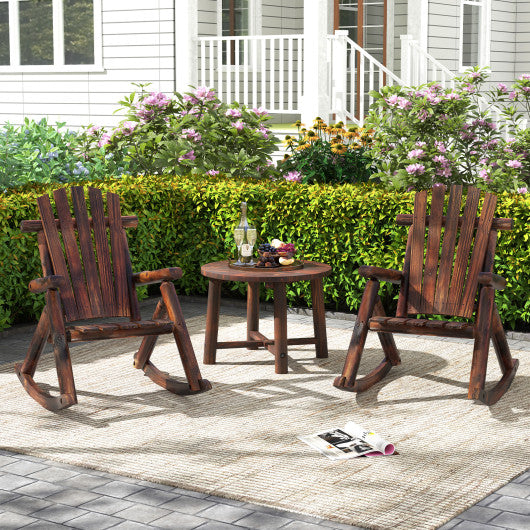 Outdoor Adirondack Rocking Chair for Adults Solid Wood Porch Rocker-Brown