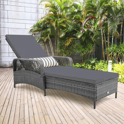 Outdoor Chaise Lounge Chair Patio Recliner with 6-level Backrest-Gray