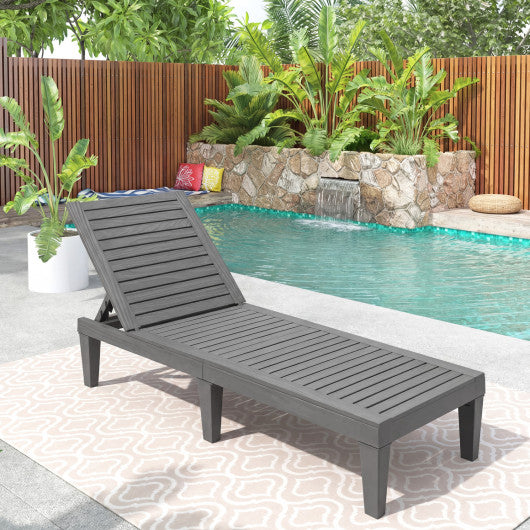Outdoor Chaise Lounge Chair with 5 Positions Adjustable Backrest-Grey
