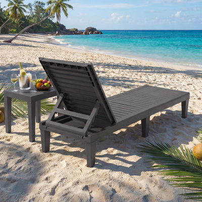 Outdoor Chaise Lounge Chair with 5 Positions Adjustable Backrest-Grey