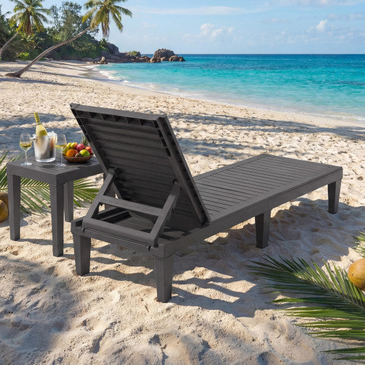Outdoor Chaise Lounge Chair with 5 Positions Adjustable Backrest-Grey