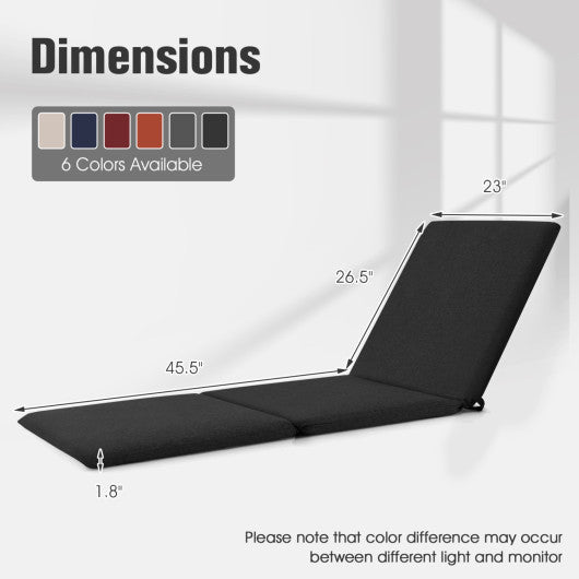 Outdoor Chaise Lounge Cushion Patio Furniture Folding Pad with Fixing Straps-Black
