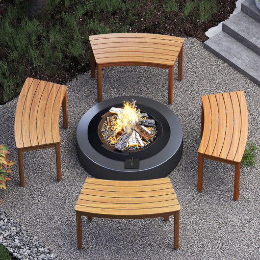 Outdoor Curved Acacia  Wood Bench Set of 2/3/4 for Front Porch-4