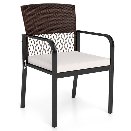 Outdoor Dining Chairs Set of 4 with Padded Cushion and Adjustable Feet for Patio-Beige