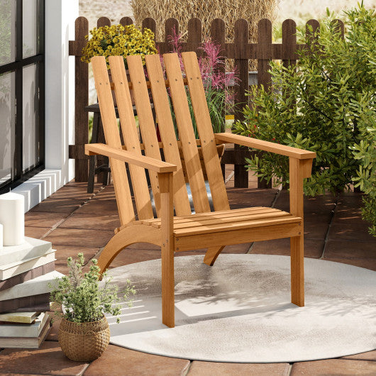 Outdoor Durable Patio Acacia Wood Adirondack Lounge Armchair-Natural