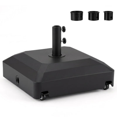 Outdoor Fillable Umbrella Base with Wheels Water Sand Weighted Umbrella Stand-Black