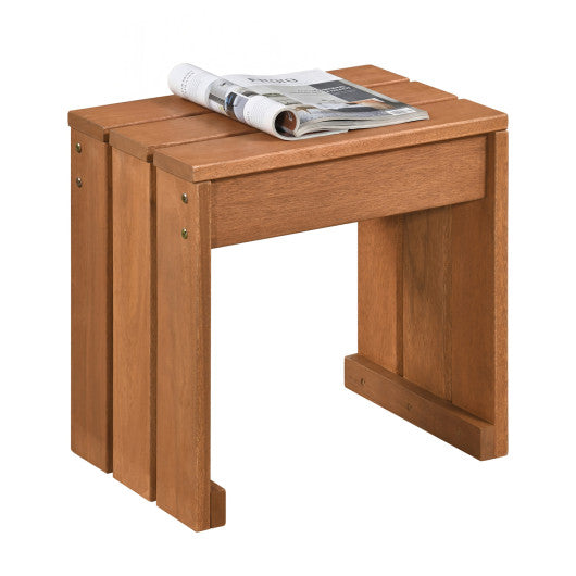 Outdoor Garden Bench Single Person Patio Backless Bench with Solid Wooden Frame