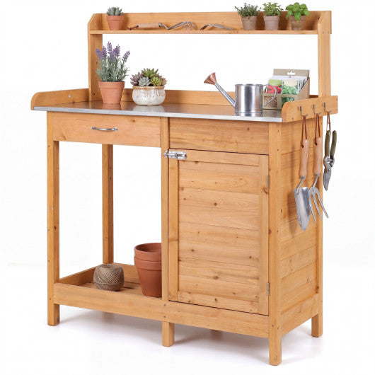 Outdoor Garden Wooden Work Station Potting Bench