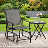 Outdoor Glider Chair with Metal Frame and Armrests-Gray