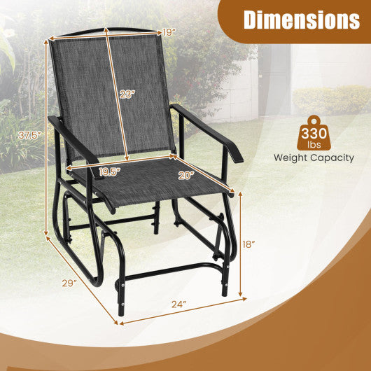 Outdoor Glider Chair with Metal Frame and Armrests-Gray