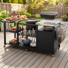 Outdoor Grill Cart with Cabinet Stainless Steel Tabletop and Hooks-Black