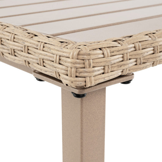 Outdoor Patio Bar Table Heavy Duty Rectangle Metal Frame-Brown