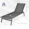 Outdoor Reclining Chaise Lounge Chair with 6-Position Adjustable Back-Gray - Gray