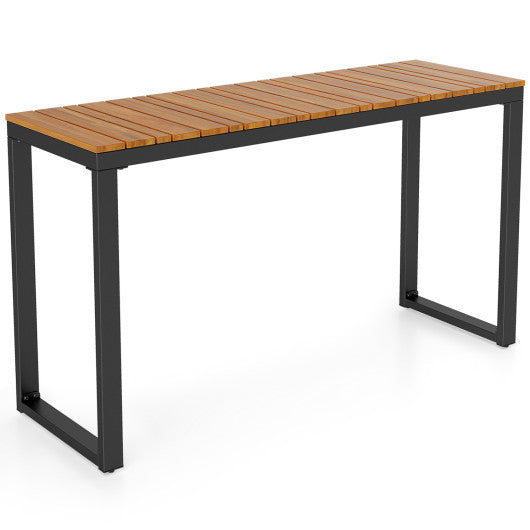 Outdoor Rectangle Console Table with Long-Lasting Acacia Wood Tabletop