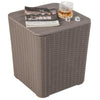 Outdoor Resin Storage Side Table with Removable Lid and Wicker-woven Accent-Coffee - Coffee