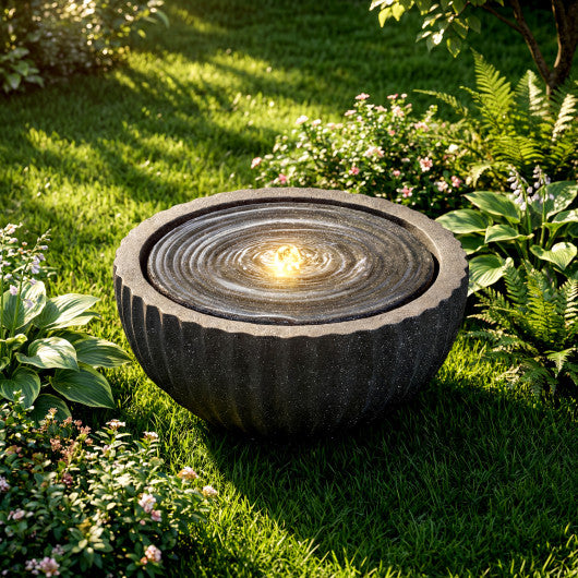 Outdoor Round Sphere Water Fountain with LED Lights and Pump