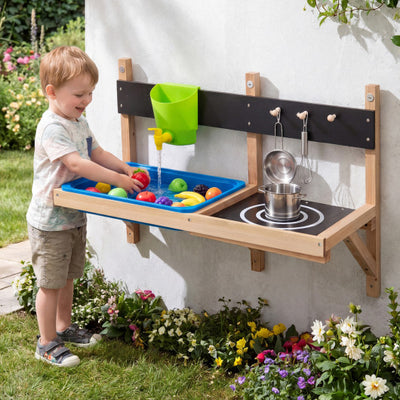 Outdoor Wall Mounted Mud Kitchen for Kids Ages 3+