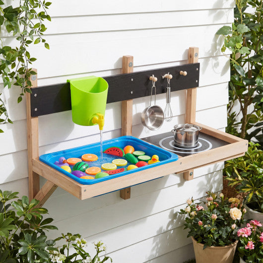 Outdoor Wall Mounted Mud Kitchen for Kids Ages 3+