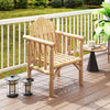 Outdoor Wood Armchair Wooden Patio Dining Chair with Armrests-Natural